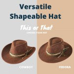 Rustic Cowgirl & Fedora Hat With Distressed Fabric & Suede Band