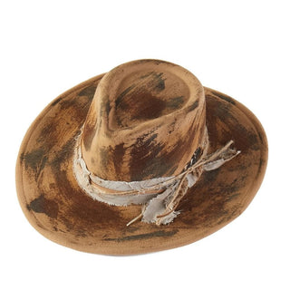 Rustic Cowgirl & Fedora Hat With Distressed Fabric Band