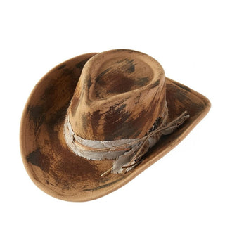 Rustic Cowgirl & Fedora Hat With Distressed Fabric Band