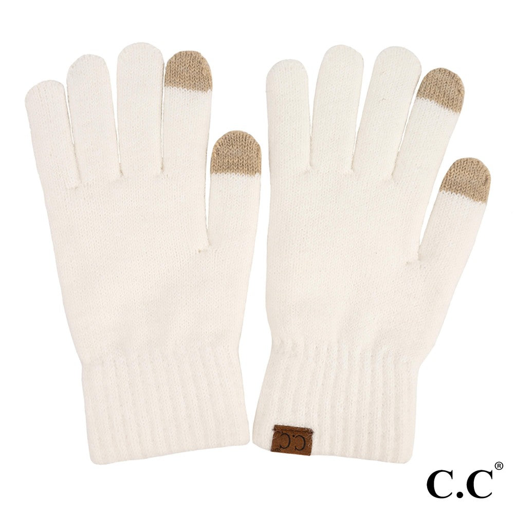 CC Heather Knit Plain Smart Touch Gloves (3 Colors)