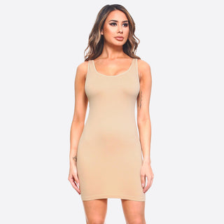 Women's Solid Seamless Traditional Tank Slip Dress (5 colors)