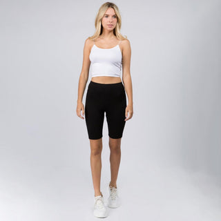 Women's Black Peach Skin Biker Shorts