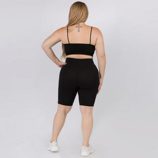 Curvy Black Peach Skin Biker Shorts
