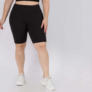 Curvy Black Peach Skin Biker Shorts
