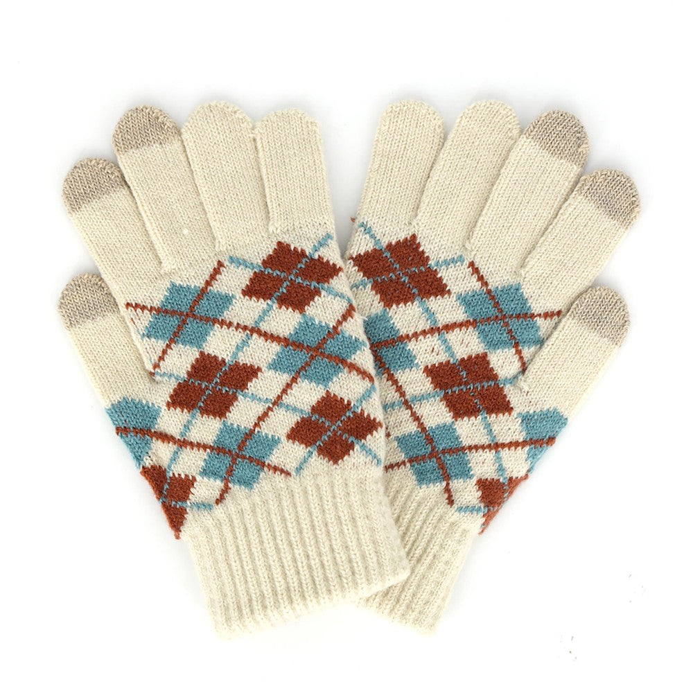 Plaid Knit Gloves With Touch Screen Compatibility(3 Colors)