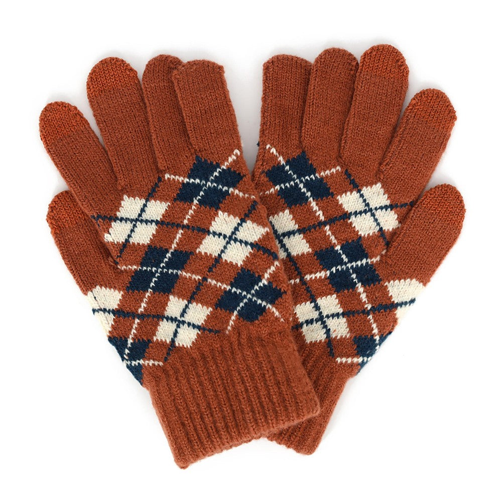 Plaid Knit Gloves With Touch Screen Compatibility(3 Colors)