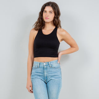 Black Racerback Tank Top With Seamless Bra Insert