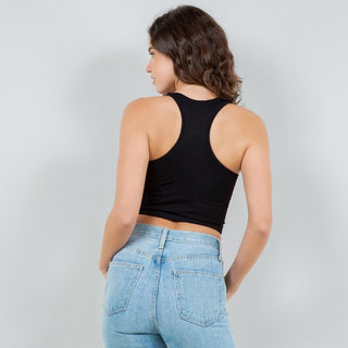 Black Racerback Tank Top With Seamless Bra Insert