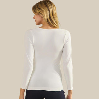 White Sculpted Chic Seamless Long Sleeve Top