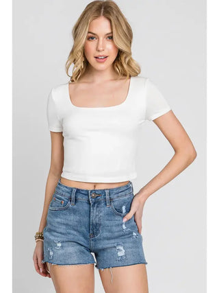 SC Ivory Square Neck Crop Basic Top FINAL SALE