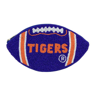 Officially Licensed Clemson Seed Beaded 'Tigers ®' Football Pouch