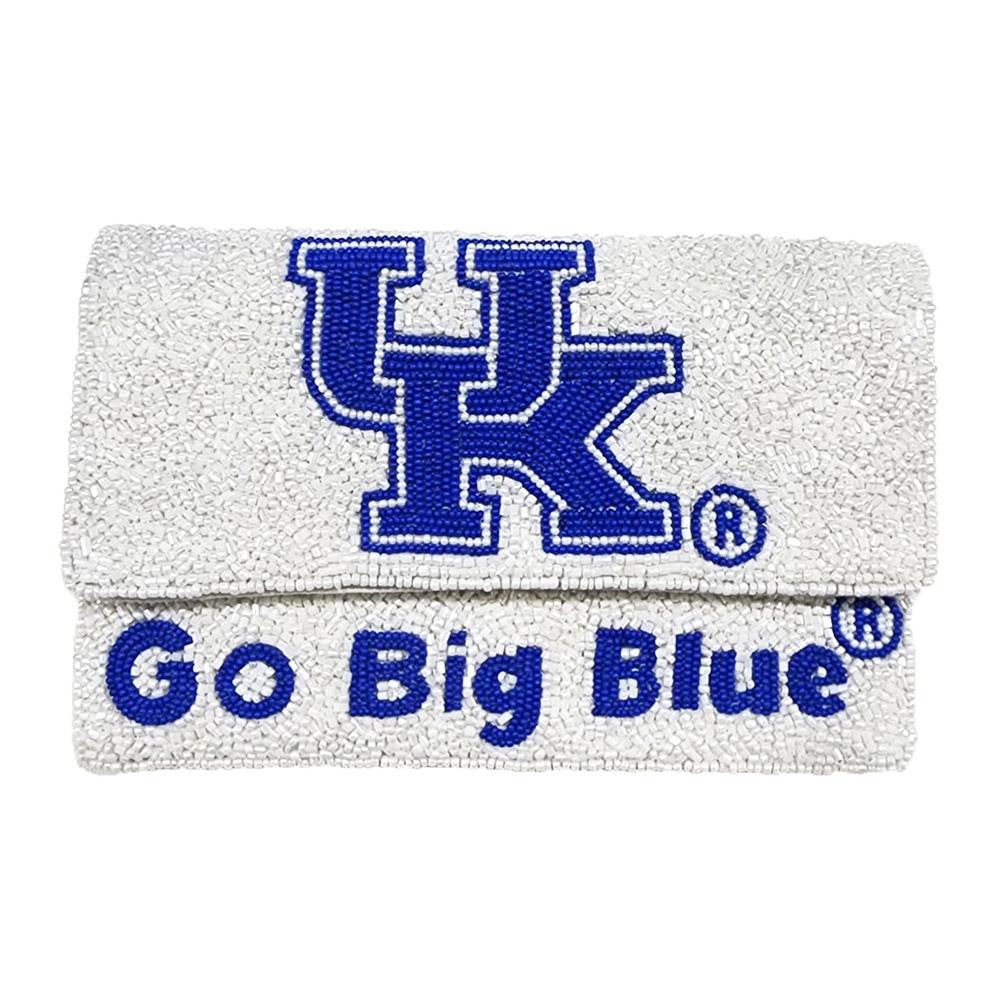Officially Licensed Kentucky Seed Beaded 'Go Big Blue' Crossbody Clutch