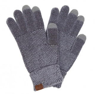 CC Ivory Solid Ribbed Knit Smart Touch Gloves (3 Colors)
