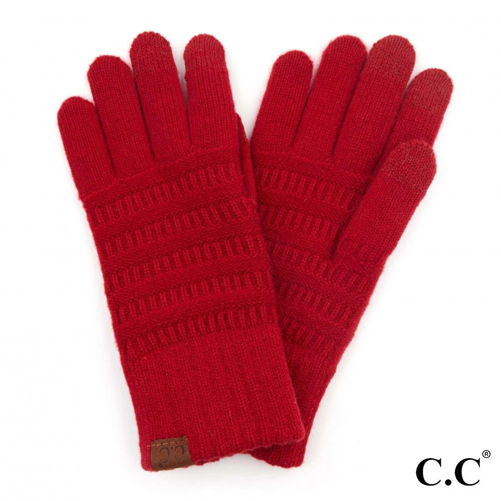 Solid Ribbed Knit Smart Touch Gloves (3 Colors)