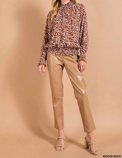 Animal Print Blouse In Mocha Multi