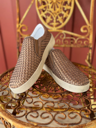 Corkys "Im Weaving" Slip On Sneaker in Bronze Final Sale