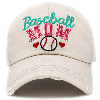 "Baseball Mom" Washed Vintage Ball Cap (2 Colors)