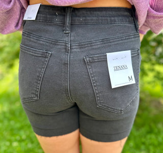 Black 5 Pocket Cuffed Shorts Final Sale