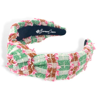 BRIANNA CANNON'S FALL PINK AND GREEN TWEED HEADBAND