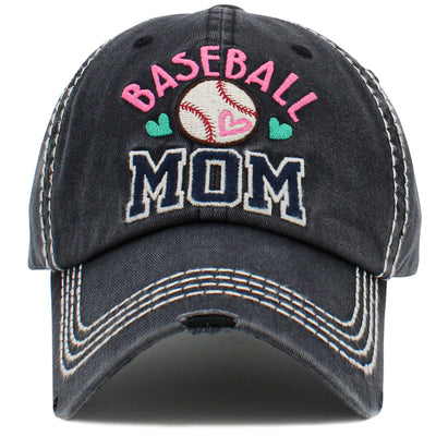 "Baseball Mom" Washed Vintage Ball Cap (2 Colors)
