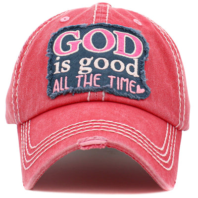 "GOD IS GOOD ALL THE TIME" Washed Vintage Ball Cap (2 Colors)