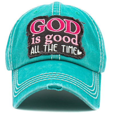 "GOD IS GOOD ALL THE TIME" Washed Vintage Ball Cap (2 Colors)