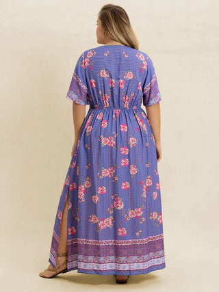Curvy Printed V-Neck Flutter Sleeve Dress Final Sale