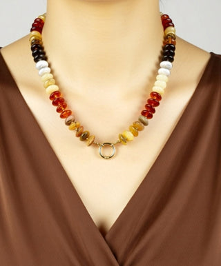 Rondelle Shape Marble Stone Necklace (6 Color)
