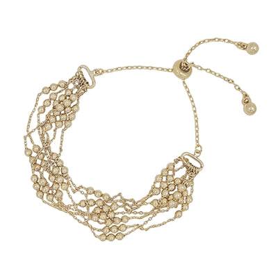 Thin Chain and Beaded Layered Pull String Bracelet (2 Colors)