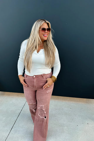 BLAKELEY MAUVE DISTRESSED COLORED JEANS in SHORT! Final Sale