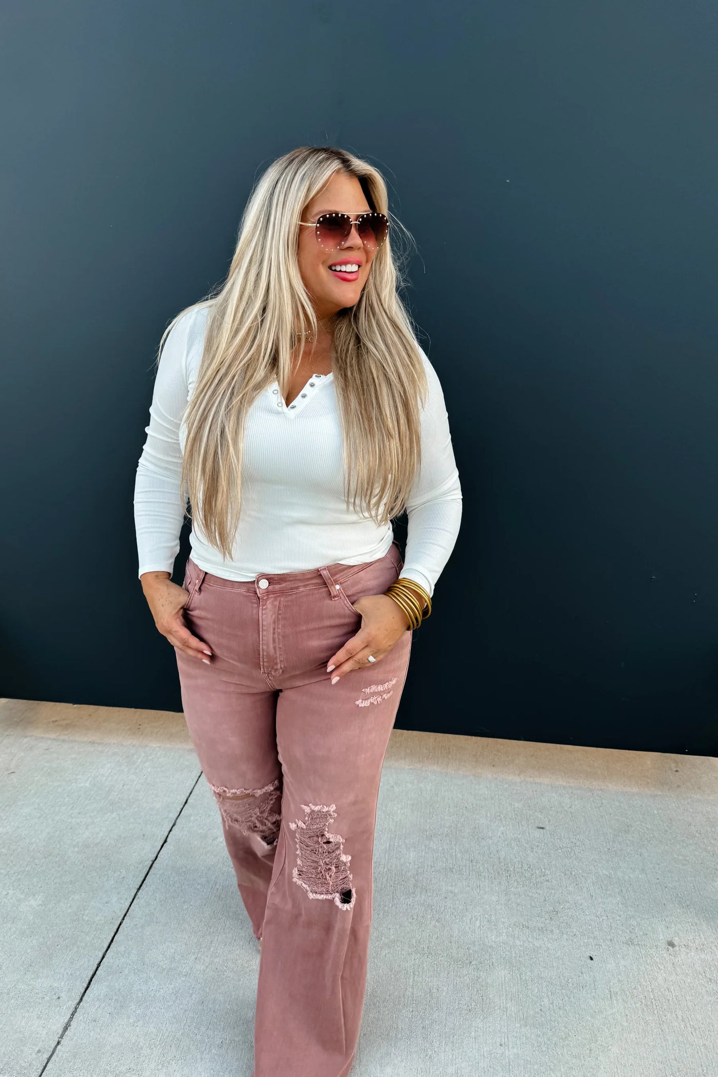 BLAKELEY MAUVE DISTRESSED COLORED JEANS in SHORT!