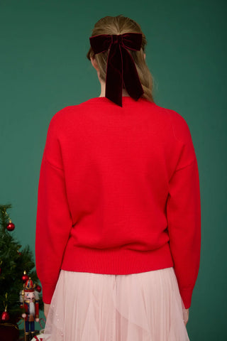 MERRY TINSEL GRAPHIC CREW NECK PULLOVER SWEATER Final Sale