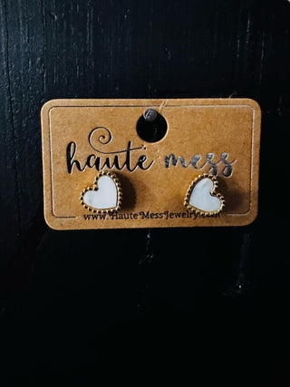 Tarnish Resistant Mother of Pearl Small Heart Stud Earrings