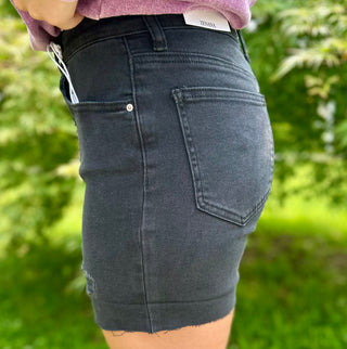Black 5 Pocket Cuffed Shorts Final Sale