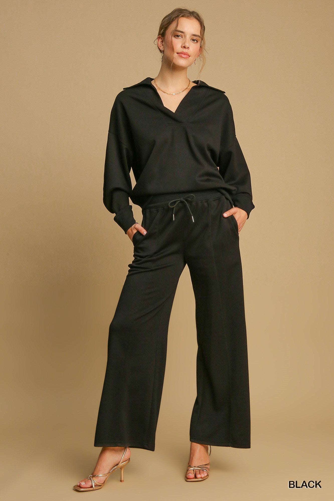 Curvy Black Buttery Soft Knit Pantsuit