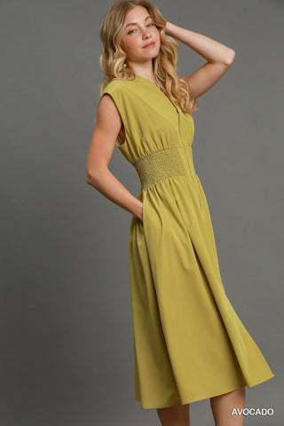 Avocado Sleeveless Two-Way Zipper Dress w/ Pockets Final Sale