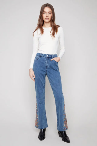 Charlie B Bootcut Jeans with Floral Embroidery