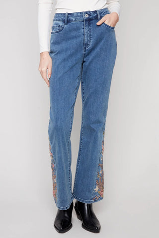 Charlie B Bootcut Jeans with Floral Embroidery