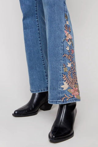 Charlie B Bootcut Jeans with Floral Embroidery