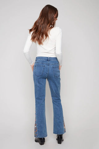 Charlie B Bootcut Jeans with Floral Embroidery