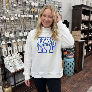 White Reversible Kentucky Mockneck Sweatshirt