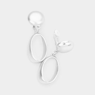 Matte Metal Open Circle Dangle Clip On Earrings (2 Colors)