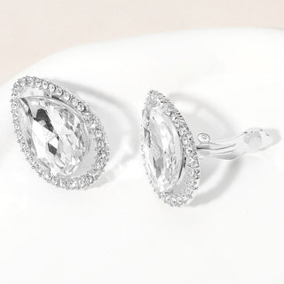 Teardrop Stone Evening Clip On Earrings