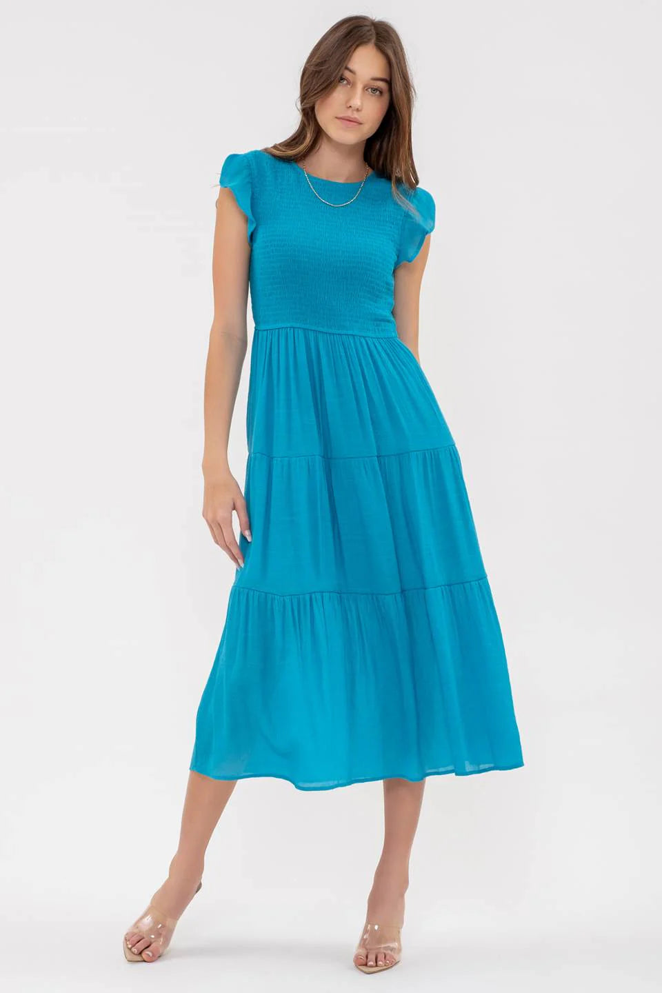 Aqua smocked dress hotsell