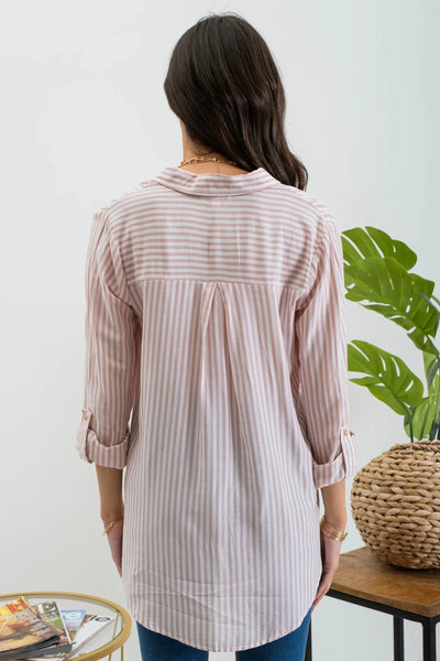 STRIPED LIGHTWEIGHT WOVEN TOP (2 Colors)