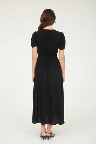 BLACK CONTRAST LACE RIBBON TRIM CORSET DETAIL MIDI DRESS Final Sale