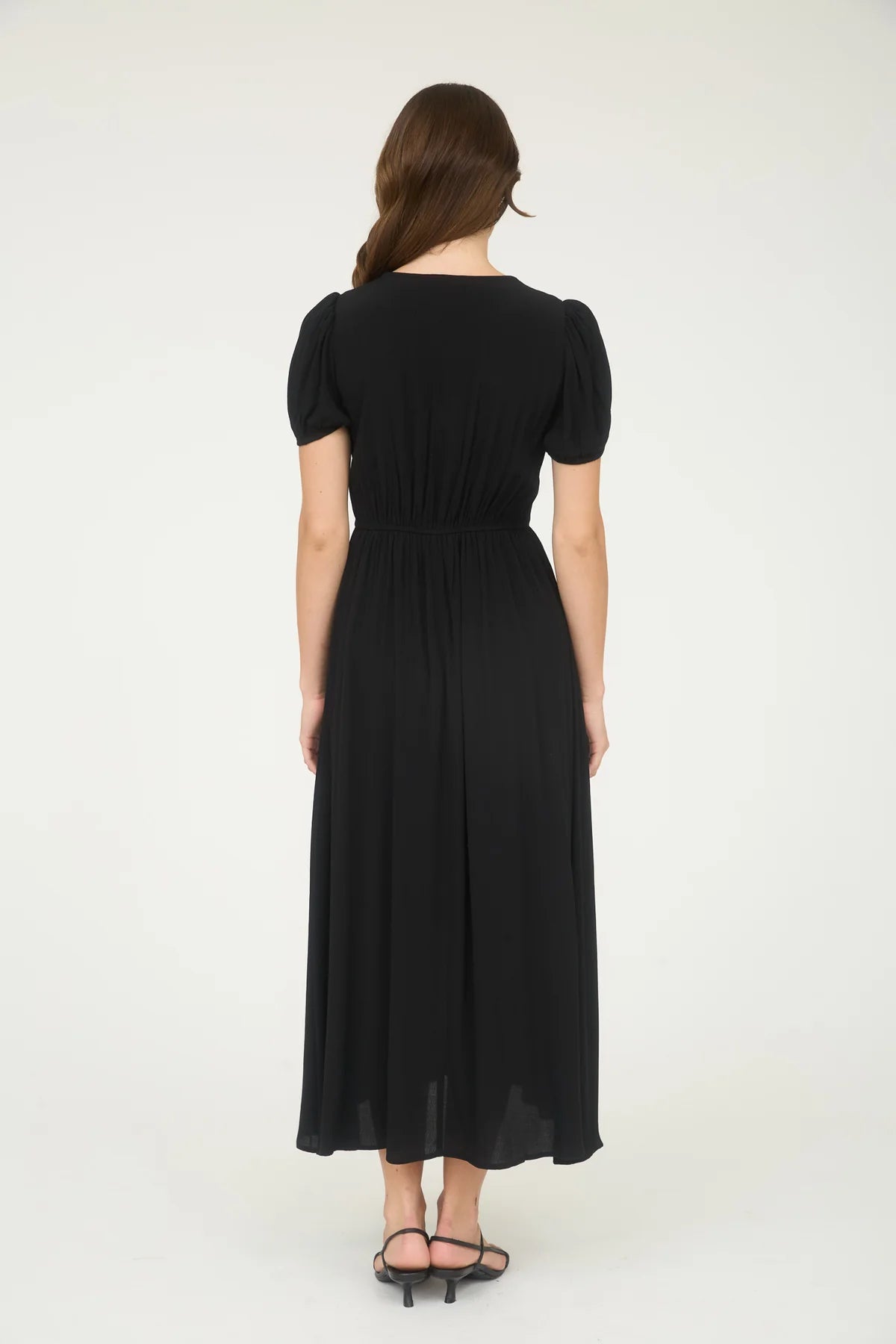 Black CONTRAST LACE RIBBON TRIM CORSET DETAIL MIDI DRESS M