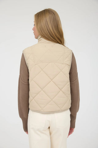 SC KHAKI SNAP BUTTON QUILTED PUFFER VEST