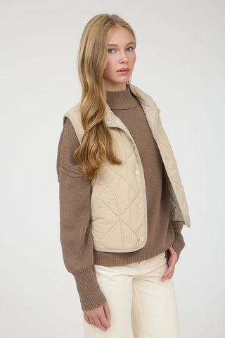 SC KHAKI SNAP BUTTON QUILTED PUFFER VEST
