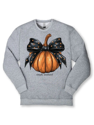 Simply Southern Pumpkin Crew Neck Sweatshirt on Heather Grey